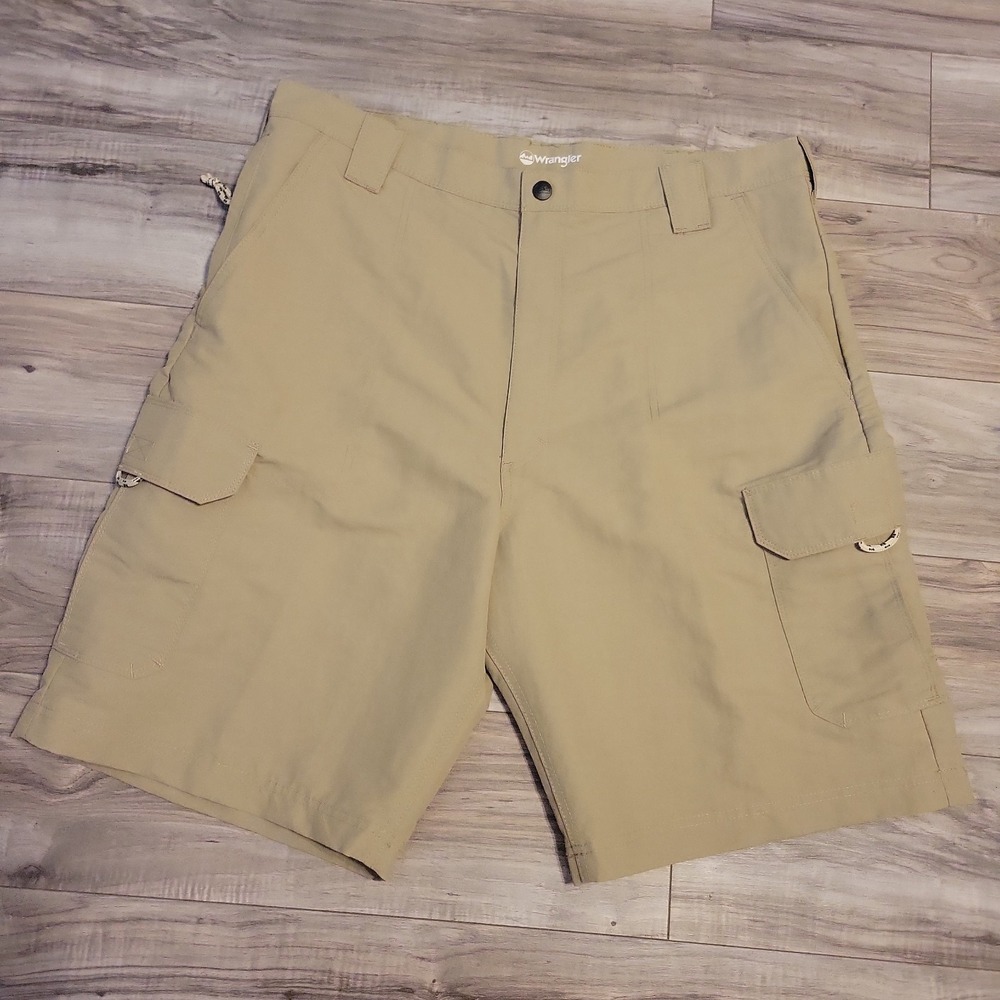 Wrangler Cargo Shorts Mens 38 Khaki Ripstop Pocket  Durable‎ Lightweight